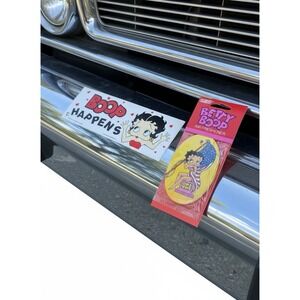Vintage Betty Boop Lot Of 2 USA Air Freshener & Bumper Sticker Boop Happens Car